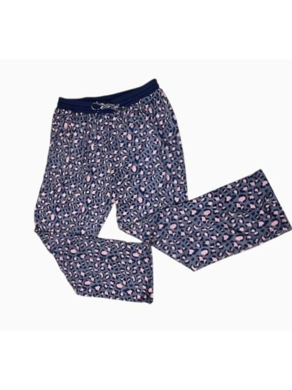Leopard Print Solid Waistband Plus Size Lounge Pants 4X (8181)